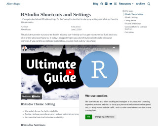 Screenshot of RStudio Shortcuts and Settings