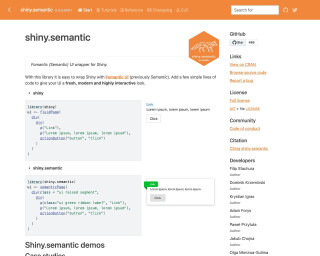 Screenshot of shiny.semantic