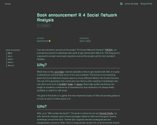 Screenshot of Book announcement R 4 Social Network Analysis