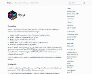 Screenshot of dplyr