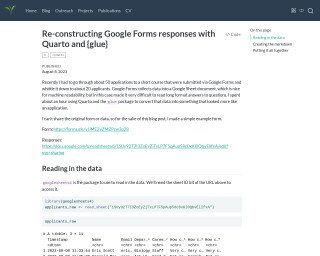 Screenshot of Re-constructing Google Forms responses with Quarto and {glue}