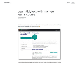 Screenshot of Learn tidytext with my new learnr course | Julia Silge