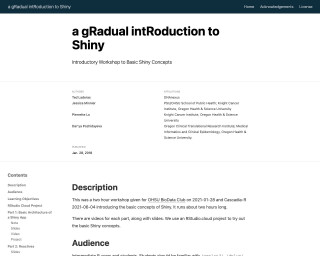 Screenshot of a gRadual intRoduction to Shiny