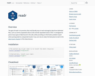 Screenshot of readr