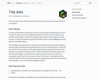 Screenshot of Tidy Data Vignette