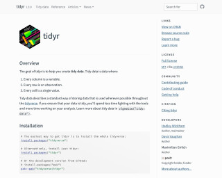 Screenshot of tidyr
