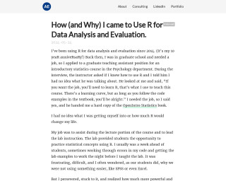 Screenshot of How (and Why) I came to Use R for Data Analysis and Evaluation