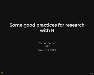 Screenshot of Some good practices for research with R