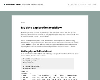 Screenshot of My data exploration workflow